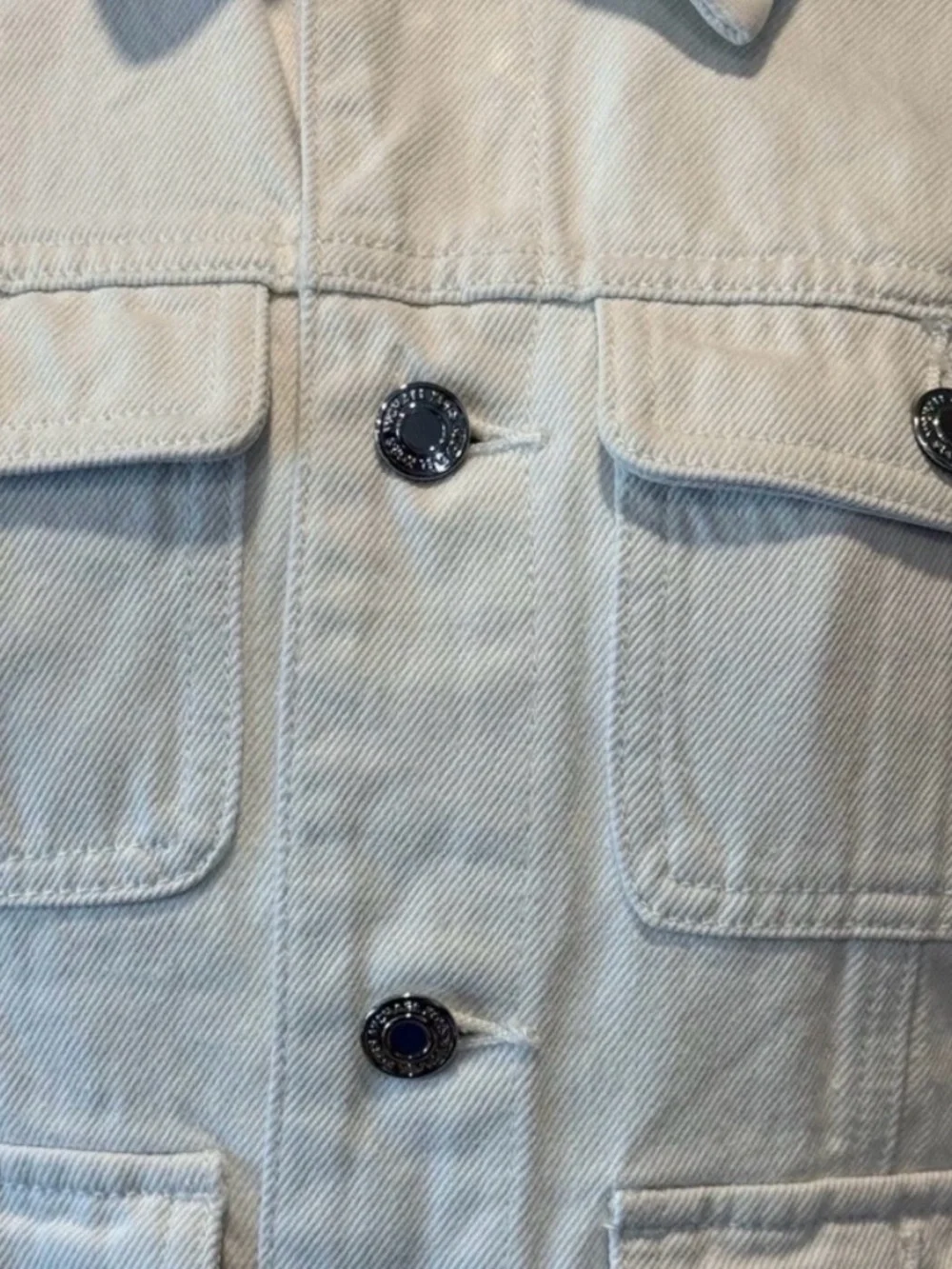 Michael Kors White Denim Utility Jacket Cropped Button Front 6